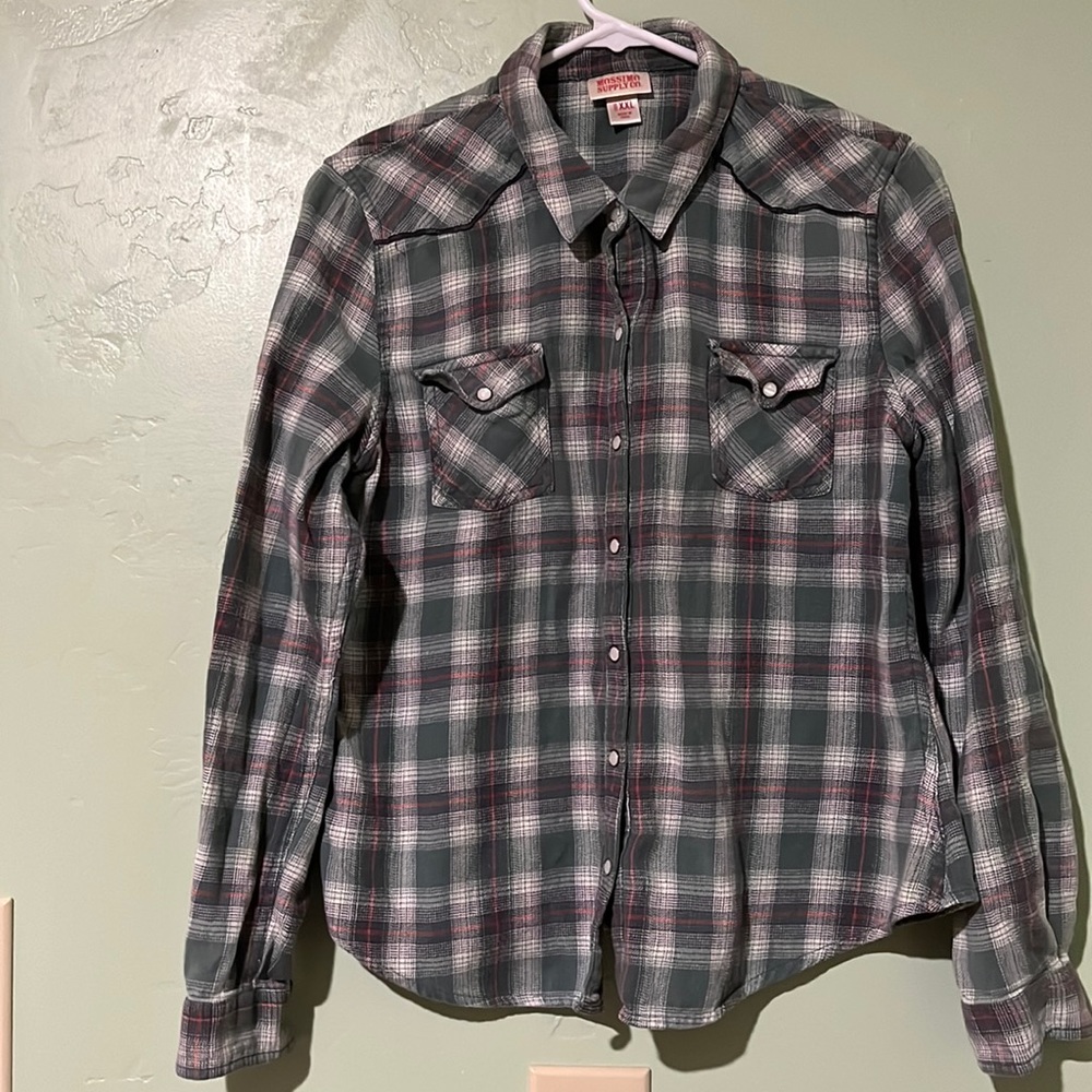 Girl button down shirt. Flannel like shirt.
